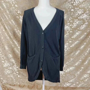 Anthropologie Moth Black Button Up Knit Cardigan Women's Size XL